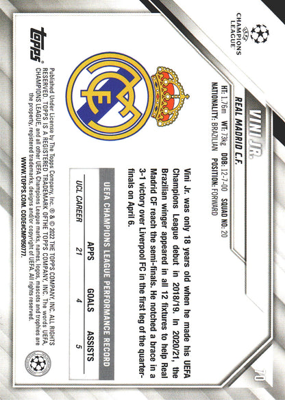 2021 Topps UCC Starball Foil Vinicius Jr. #70 Real Madrid CF