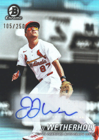 2025 Topps Bowman Chrome Achromatic Auto /250 JJ Wetherholt #AA-JW St. Louis Cardinals
