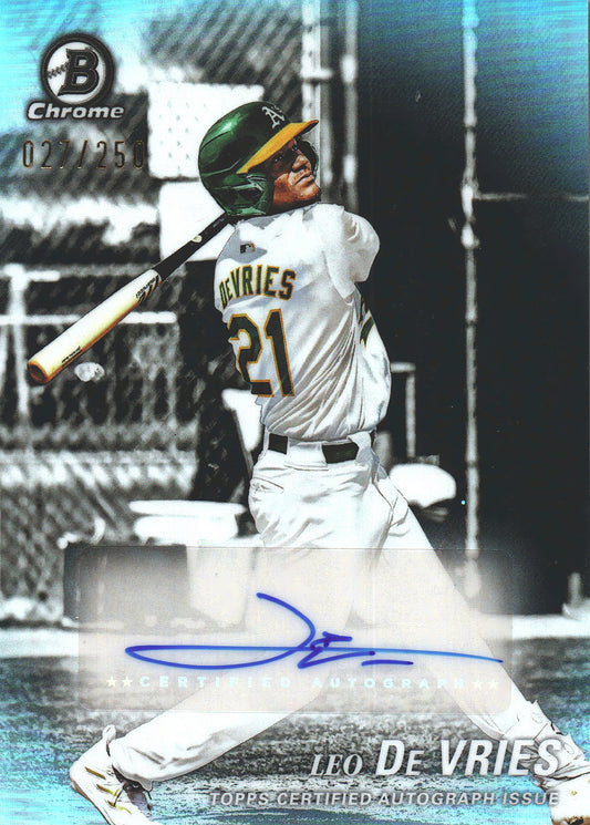 2025 Topps Bowman Chrome Achromatic Auto /250 Leo De Vries #AA-LDV San Diego Padres