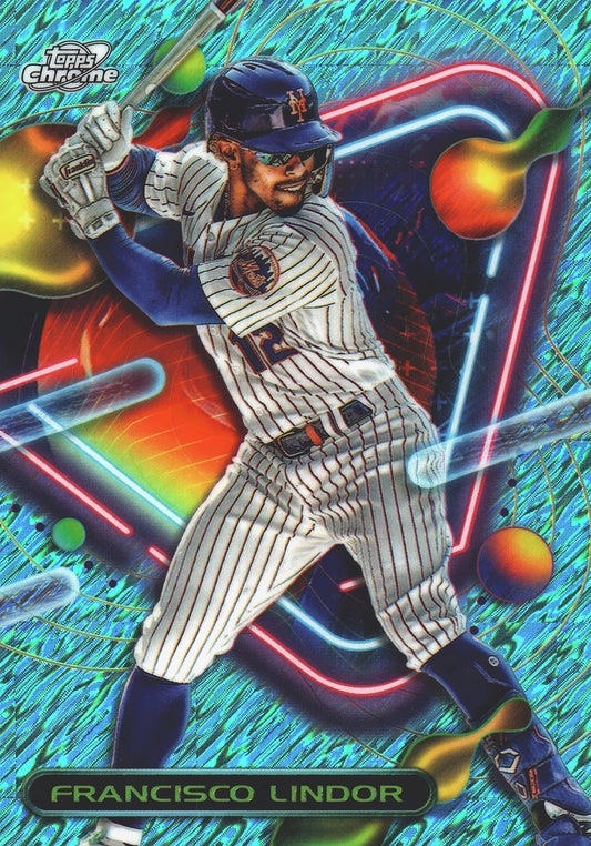 2023 Topps Chrome Cosmic Aqua /199 Francisco Lindor #81 New York Mets