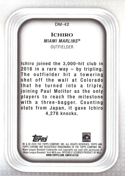 2026 Topps Chrome Diamond Moments Ichiro Suzuki #DM-42 Miami Marlins