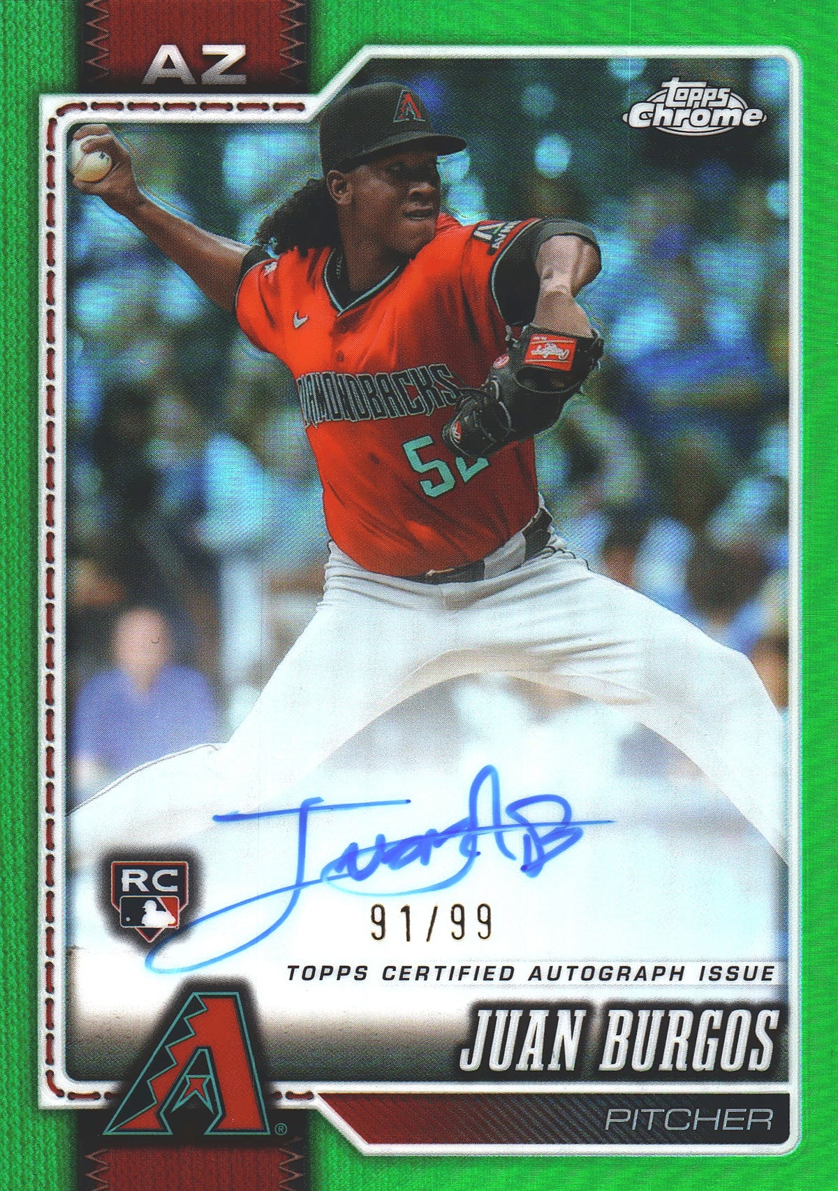 2026 Topps Chrome RC Auto /99 Juan Burgos #RA-JBU Arizona Diamondbacks