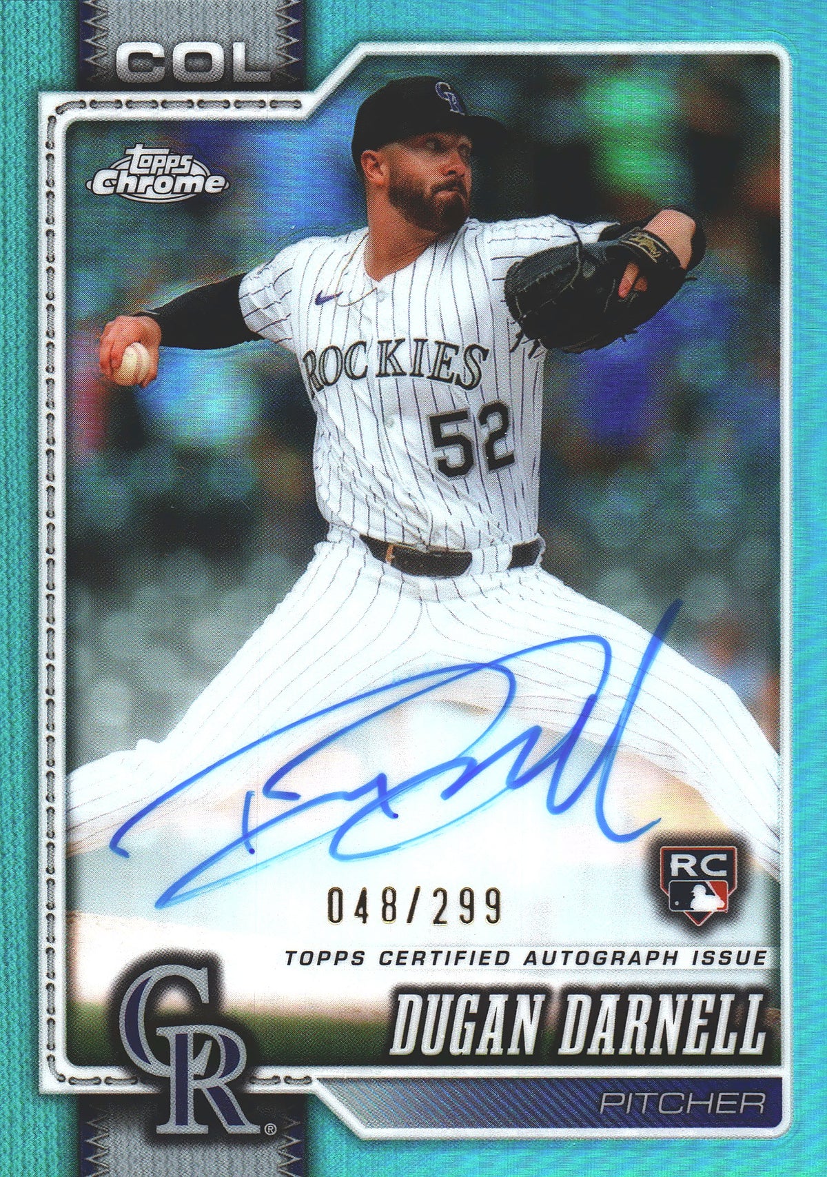 2026 Topps Chrome RC Auto /299 Dugan Darnell #RA-DD Colorado Rockies