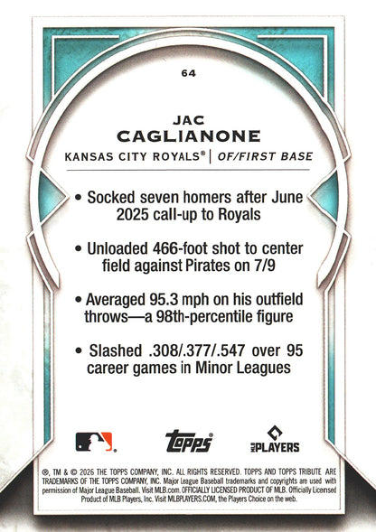 2026 Topps Tribute RC Jac Caglianone #64 Kansas City Royals