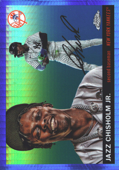 2025 Topps Chrome Platinum Blue Prizm Retail Jazz Chisholm Jr. #130 New York Yankees