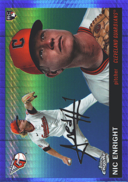 2025 Topps Chrome Platinum Blue Prizm Retail RC Nic Enright #289 Cleveland Guardians