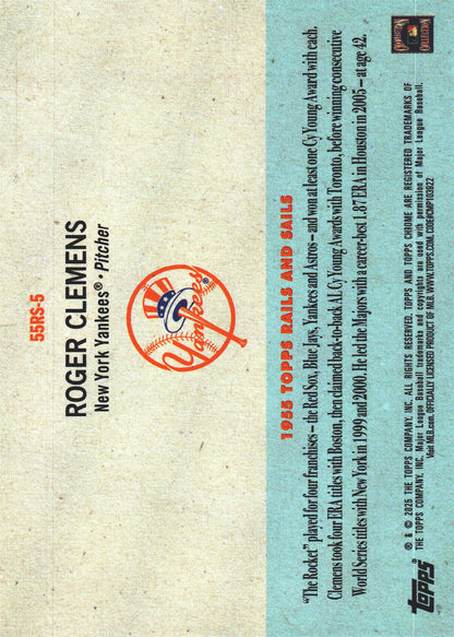2025 Topps Platinum 1955 Topps Rails and Sails Roger Clemens #5 New York Yankees