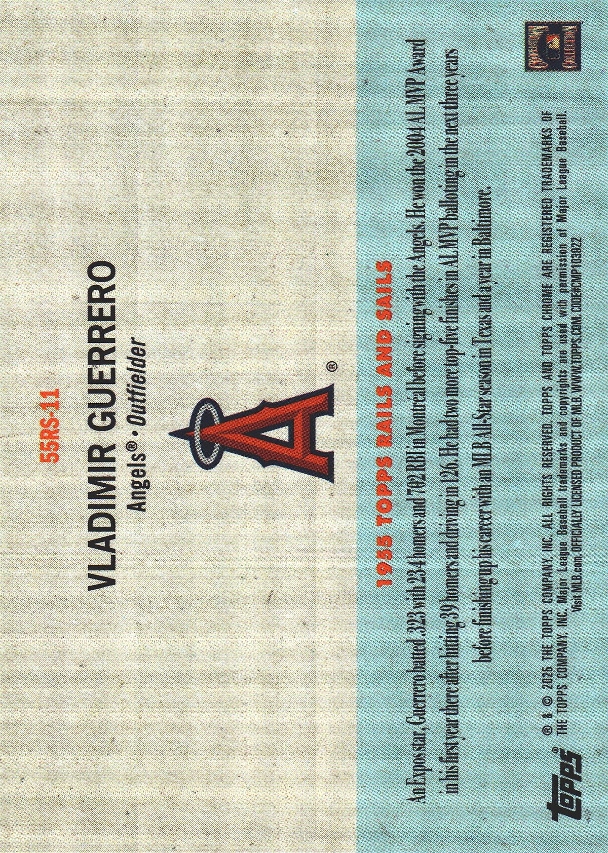 2025 Topps Platinum 1955 Topps Rails and Sails Vladimir Guerrero #11 Los Angeles Angels
