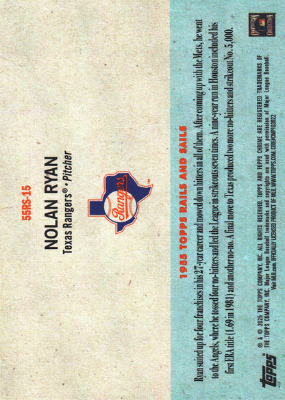 2025 Topps Platinum 1955 Topps Rails and Sails Nolan Ryan #15 Texas Rangers
