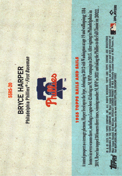 2025 Topps Platinum 1955 Topps Rails and Sails Bryce Harper #20 Philadelphia Phillies