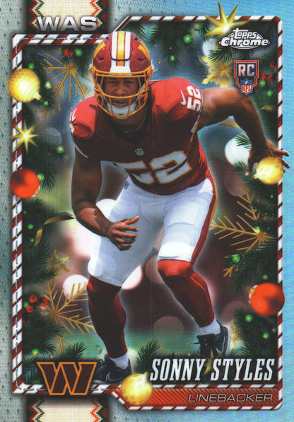 2026 Topps Holiday Chrome Refractor RC Sonny Styles #197 Washington Commanders