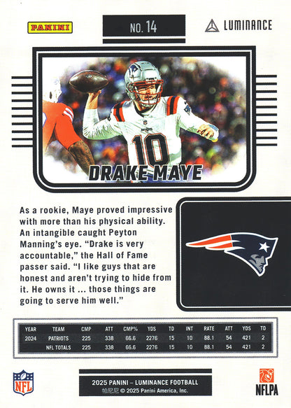 2025 Panini Luminance Drake Maye #14 New England Patriots
