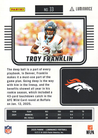 2025 Panini Luminance Troy Franklin #33 Denver Broncos