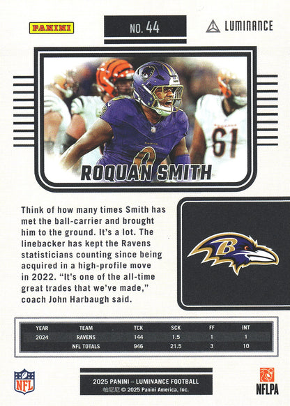 2025 Panini Luminance Roquan Smith #44 Baltimore Ravens
