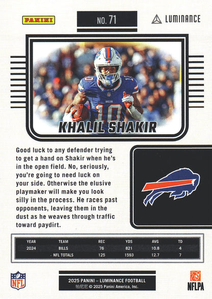 2025 Panini Luminance Khalil Shakir #71 Buffalo Bills