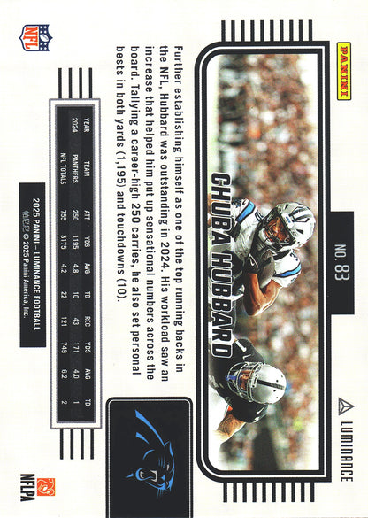 2025 Panini Luminance Chuba Hubbard #83 Carolina Panthers