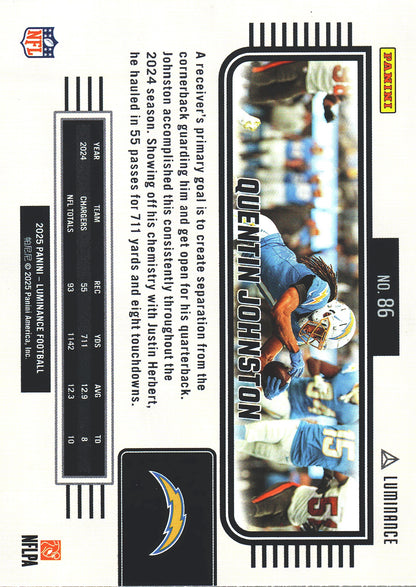2025 Panini Luminance Quentin Johnston #86 Los Angeles Chargers