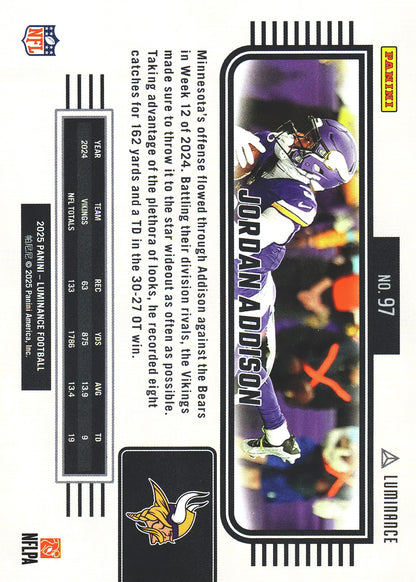 2025 Panini Luminance Jordan Addison #97 Minnesota Vikings