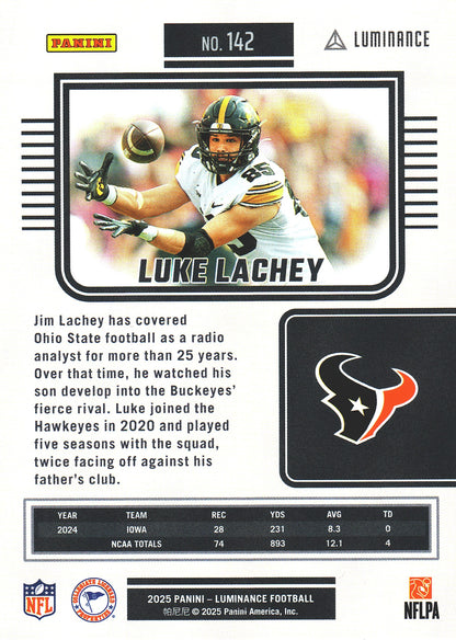 2025 Panini Luminance RC Luke Lachey #142 Houston Texans