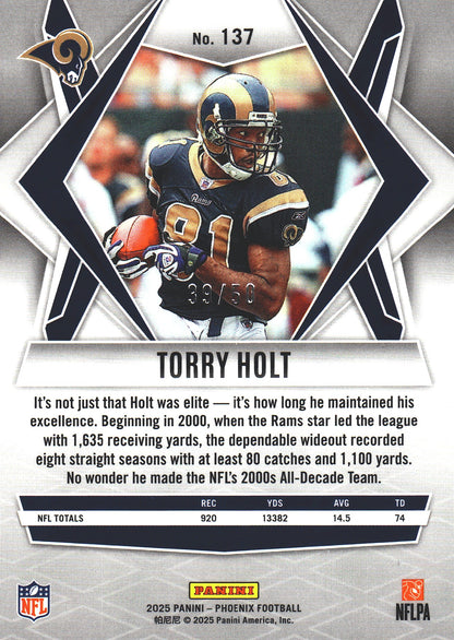 2025 Panini Phoenix Blue Mojo /50 Torry Holt #137 St. Louis Rams