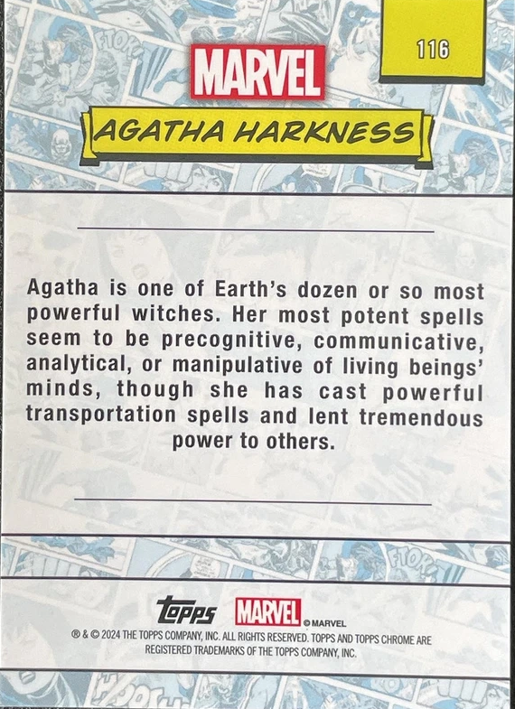2024 Topps Chrome Marvel Agatha Harkness #116