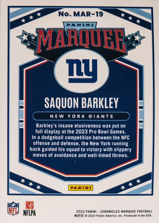 2022 Panini Chronicles Marquee Saquon Barkley #MAR-19 New York Giants