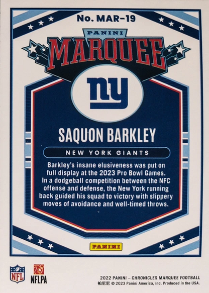 2022 Panini Chronicles Marquee Saquon Barkley #MAR-19 New York Giants