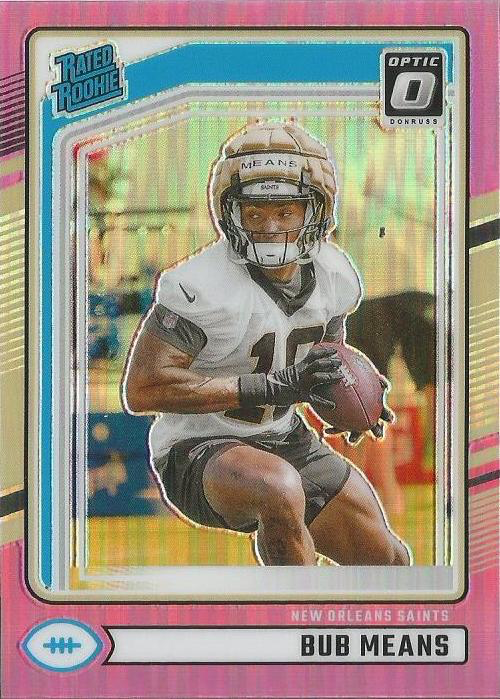 2024 Panini Donruss Optic Rated Rookies Preview Pink Bub Means #362 New Orleans Saints