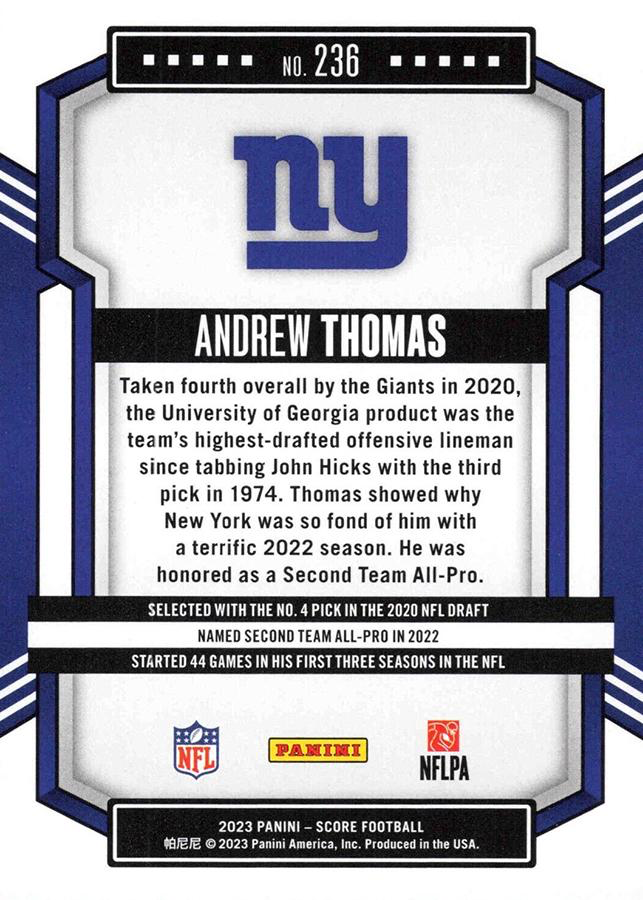 2023 Panini Score Football Andrew Thomas New York Giants #236