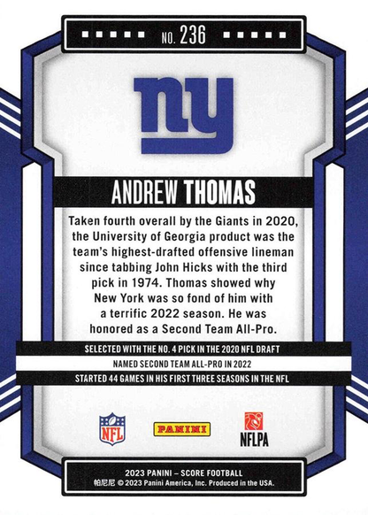 2023 Panini Score Football Andrew Thomas New York Giants #236