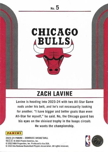 2023 Panini Donruss Franchise Features Zach LaVine #5 Chicago Bulls