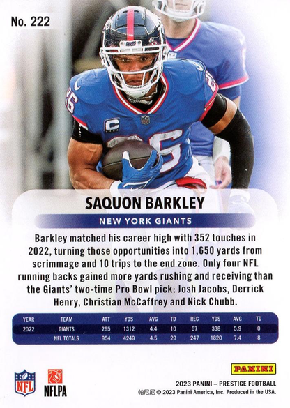 2023 Panini Prestige Saquon Barkley #222 New York Giants
