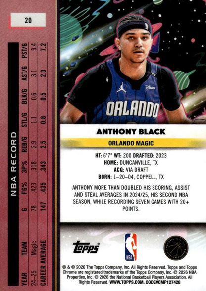 2025 Topps Chrome Cosmic Anthony Black #20 Orlando Magic
