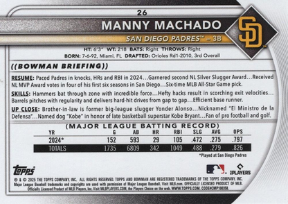 2025 Topps Bowman Manny Machado San Diego Padres #26