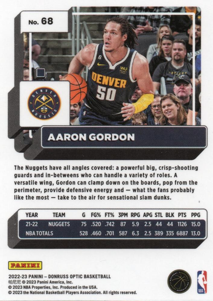 2022 Panini Donruss Optic Aaron Gordon #68 Denver Nuggets