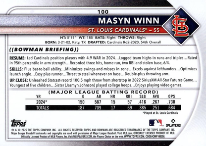 2025 Topps Bowman Masyn Winn #100 St. Louis Cardinals
