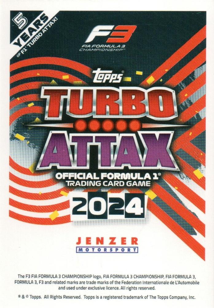 2024 Topps Turbo Attax F1 Max Esterson F3 #290 Jenzer Motorsport