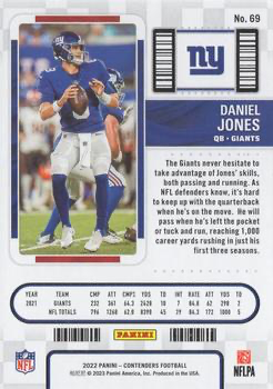 2022 Panini Contenders Daniel Jones New York Giants #69