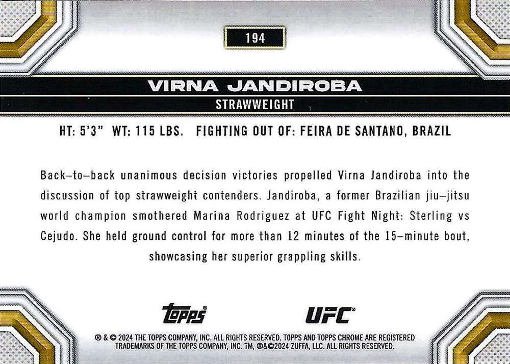2024 Topps Chrome UFC Virna Jandiroba #194
