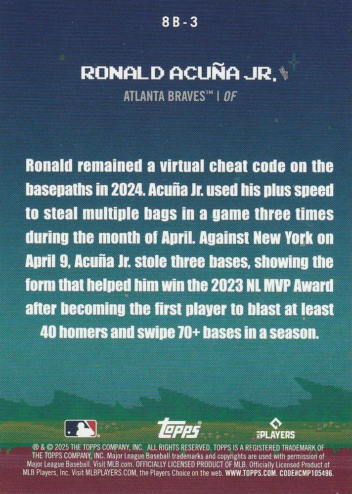 2025 Topps Series 1 8-Bit Ballers Ronald Acuña Jr. Atlanta Braves #8B-3