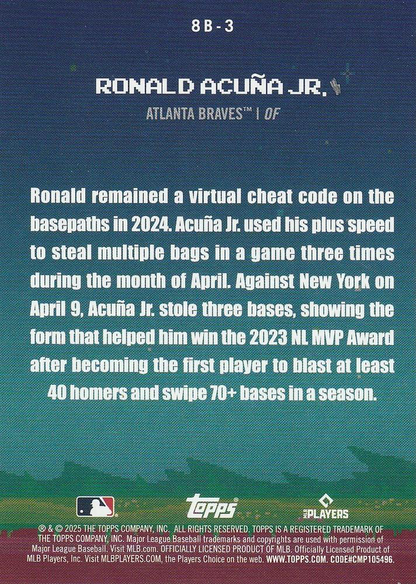 2025 Topps Series 1 8-Bit Ballers Ronald Acuña Jr. Atlanta Braves #8B-3