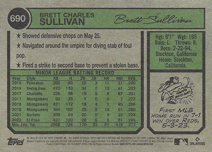 2023 Topps Heritage Brett Sullivan RC San Diego Padres #690