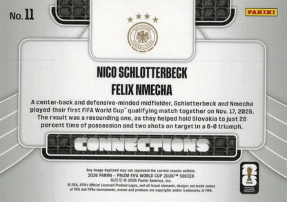 2026 Panini Prizm FIFA World Cup Connections Nmecha/Schlotterbeck #11 Allemagne