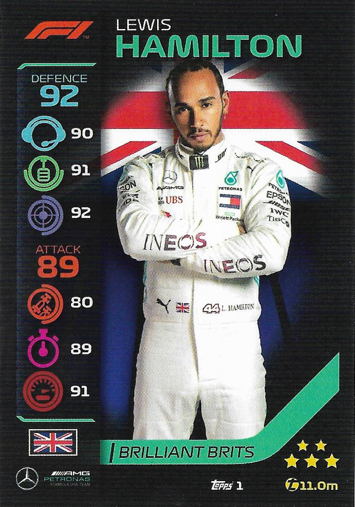 2020 Topps Turbo Attax Formula 1 Lewis Hamilton #1 Mercedes-AMG Team