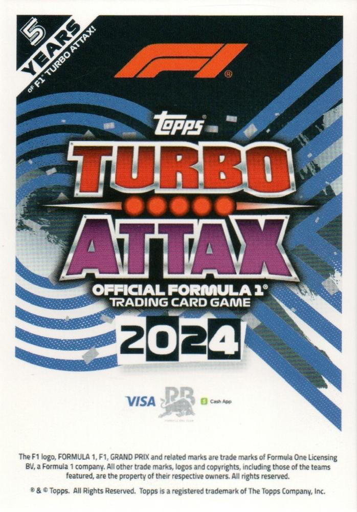 2024 Topps Turbo Attax F1 Yuki Tsunoda #76 Visa Cash App RB Formula One