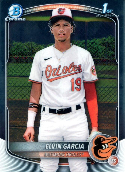 2025 Topps Bowman Chrome Prospect Elvin Garcia 1st #BCP-124 Baltimore Orioles
