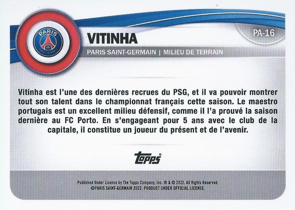 2022 Topps PSG Fan Set Vitinha #PA-16 Paris Saint-Germain