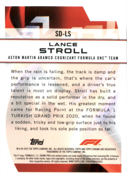2022 Topps Chrome Formula 1 Speed Demons Lance Stroll SD-LS Aston Martin Aramco Cognizant F1 Team