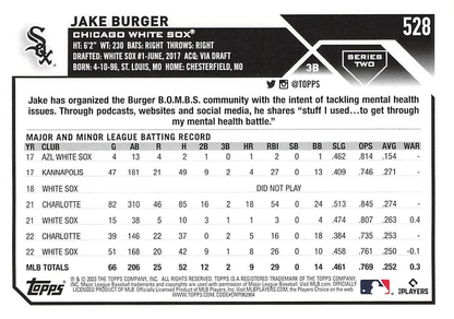 2023 Topps Series 2 Jake Burger Chicago White Sox #528