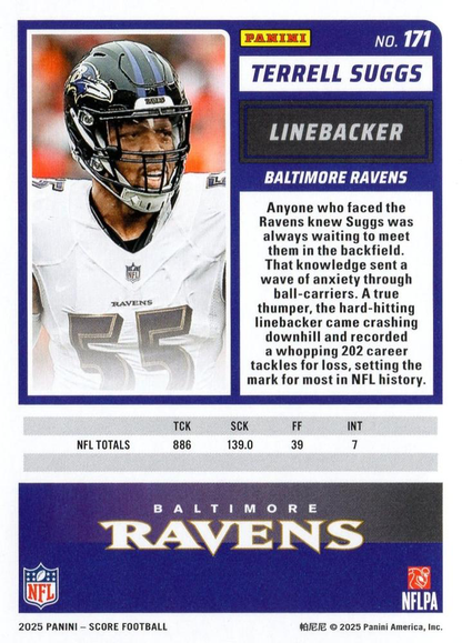 2025 Panini Score Terrell Suggs #171 Baltimore Ravens